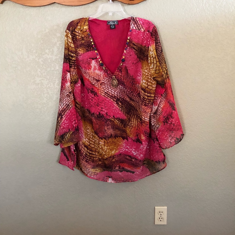 Metro 22 2X Lined Long Sleeve Blouse